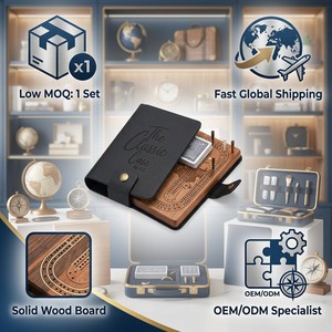 Original Design ZS-PC0060 Portable Premium Engraved PU Leather Contemporary Travel <b>Cribbage</b> <b>Board</b> Set for Online Retailers - Product Image 6