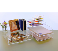 Tiroir organiseur de bureau en acrylique, boîte à lettres, avec plateau