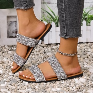 Women's Flat-Bottomed Flip-Flops for Spring and Summer 2025 Best Choice for Styling with Skirts PU <b>Insole</b> Women's Slippers - Product Image 4