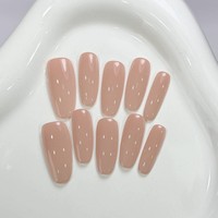 K791 Kaixin – Faux ongles à presser, rose nude transparent, longueur moyenne, forme squoval, brillants, couvrance totale, réutilisables