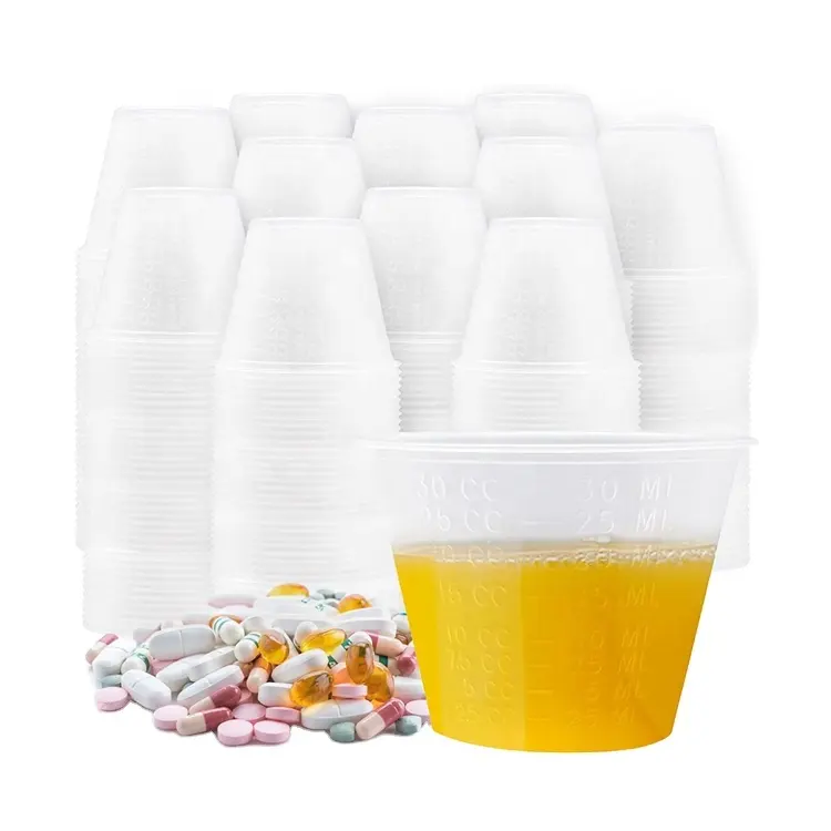 薬の混合のための正確な用量の測定を備えたプラスチック製の使い捨て段階的薬カップ