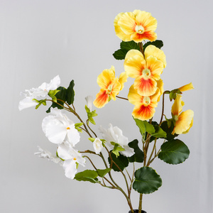 Stelo di fiore di pansé artificiale, fiori finti di <span class=keywords><strong>viola</strong></span> con fogliame per decorazioni primaverili, vasi, casa e matrimoni - Product Image 5
