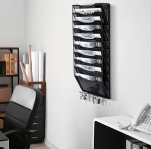 10-Tier Wall Mounted Hanging File Organizer Magazine Rack Metal <b>Mesh</b> Wall File Holder Organizer - Product Image 4