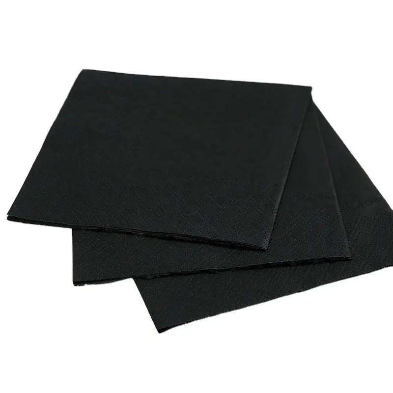 Toptan özelleştirilmiş tek kullanımlık siyah dekupaj katı renk mendili tovaglioli servilletas de kağıt Serviettes kağıt peçeteler