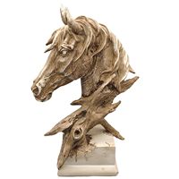 Buste tête de cheval marron vintage en résine sculpture décor de bureau pour bureau salon étude