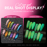 JTING Fournisseur de premier plan – Collection de vernis à ongles gel œil de chat phosphorescent 6 couleurs – Vernis gel œil de chat magnétique lumineux – Sans TPO ni HEMA – OEM