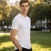 T-shirt d'été tricoté pour homme en soie glacée, séchage rapide, col rond uni, rafraîchissant, respirant, manches courtes, polyvalent pour sports de plein air