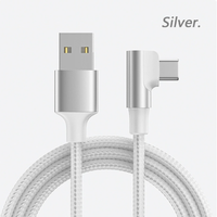 Codo 90 °   Cable de Datos Tipo-C con Trenzado de Nailon 5A/6A, Apto para Carga de Teléfonos Móviles Xiaomi y Huawei, Cable de Datos para Juegos