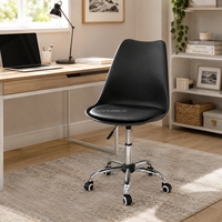 Chaise de bureau moderne sans accoudoirs avec roulettes, réglable en hauteur 360° °   Chaise de bureau pivotante pour la maison, le bureau, l'étude et la coiffeuse