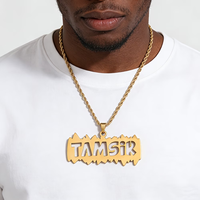 Collier avec plaque nominative en acier inoxydable de style hip-hop pour homme, certifié CE, plaqué or 18 carats PVD, pour un cadeau de la fête des pères