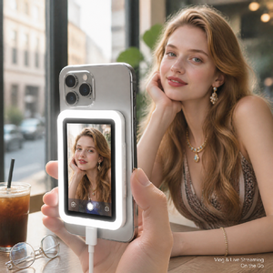 Dispositivo de pantalla dividida para selfies con teléfono móvil, funda magnética con pantalla para selfies, compatible con todos los teléfonos. - Product Image 6