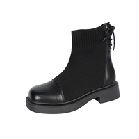 Bottines de luxe pour femme, hiver 2027, à talons hauts, style carré, pour l'extérieur, avec empiècements