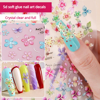 Autocollants pour ongles en gel souple 5D avec motif floral personnalisé, autocollants magiques en relief pour la décoration des ongles en DIY