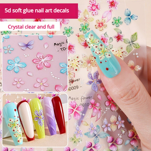 Pegatinas de <span class=keywords><strong>Uñas</strong></span> con Diseño Floral Personalizado, Gel Suave 5D <span class=keywords><strong>en</strong></span> <span class=keywords><strong>Relieve</strong></span>, Calcomanías Mágicas de Flora <span class=keywords><strong>para</strong></span> Arte de <span class=keywords><strong>Uñas</strong></span> DIY - Product Image 5