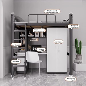 Struttura letto in metallo personalizzata all'ingrosso, telaio in ferro saldato stabile per camere d'albergo, alloggi per il personale e spazi comuni - Product Image 2