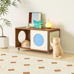 Three In One <b>Cat</b> House Solid Wood TV Stand With Scratching Pad And Sleeping Area For <b>Cats</b> - Product Image 3