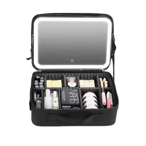 Grande capacidade Beauty Suitcase Organizer Box Vanity Storage Makeup Bag Professional PU leather Makeup Case para salão de beleza