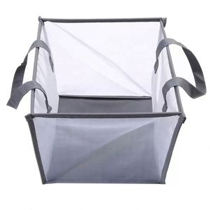 Cesto de ropa sucia doble con malla plegable y colgador para ropa y calcetines - Product Image 4