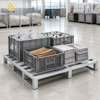 Rayonnage à palettes en acier robuste galvanisé à entrée 4 voies, empilable, haute capacité, 1200x1000mm, durable pour entrepôt