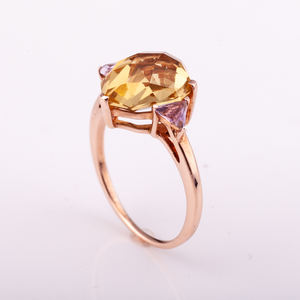 Anillo con incrustaciones de cuarzo ajustable para mujer superventas, joyería de diseño clásico de Plata de Ley de 18 quilates, servicio OEM disponible para fiestas - Product Image 5