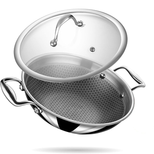 Triply Stainless Steel Frying <b>Pan</b> Saute <b>Pan</b> Non-Stick Coating Gas <b>Induction</b> Cooking 3 Layers Stainless Steel Wok <b>Pan</b> - Product Image 1