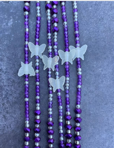 50 इंच का सोना और बैंगनी क्रिस्टल कमर अंधेरे तितली डिजाइन महिलाओं के लिए फैशन बेली चेन में चमक के साथ - Product Image 6