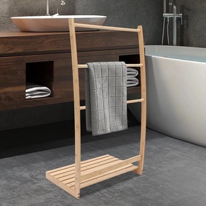 Bamboo Towel Rack 3 Bars Organizer <b>Shelf</b> For Bathroom Storage - Product Image 2