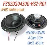 4 Ohm 30 Watt dengan lubang pemasangan dinamis, tinggi 92MM 32MM bagian dalam magnetik tertutup penuh tahan air IP68 Multimedia speaker Neodymium