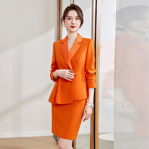 Traje Elegante <span class=keywords><strong>de</strong></span> Poliéster Naranja Antiarrugas hasta la Rodilla <span class=keywords><strong>para</strong></span> <span class=keywords><strong>Mujer</strong></span>, Ideal <span class=keywords><strong>para</strong></span> Primavera, <span class=keywords><strong>Otoño</strong></span>, Fiestas <span class=keywords><strong>de</strong></span> Año Nuevo, Presentaciones y Discursos - Product Image 1