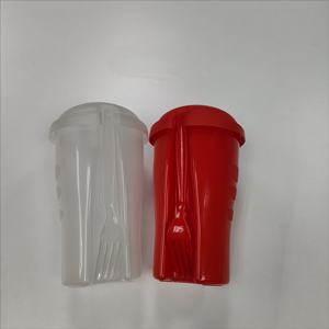 Nueva taza de plástico creativa personalizada para <span class=keywords><strong>desayuno</strong></span>, ensalada de frutas con tapa de tenedor, <span class=keywords><strong>tazas</strong></span> de té y platillos - Product Image 5