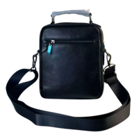Sac bandoulière compact en cuir véritable pour homme, sac messager à fermeture éclair avec sangle réglable pour le travail et les voyages