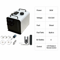 5KW 12V 24V Hepsi Bir Arada Dizel Park Isıtıcısı, Dahili Yakıt Deposu ve LCD Kumanda ile, Kamyon ve Karavanlar için Yatay Hava Dizel Isıtıcısı