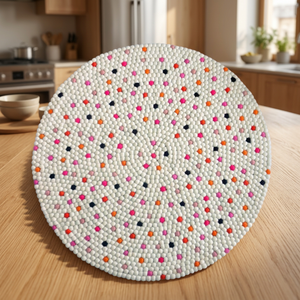 Multi Colored Round <b>Felt</b> Ball Rugs Handmade Woolen <b>Felt</b> Floor <b>Mats</b> Soft Decorative Carpet for Kids Room Living Room & Home Decor - Product Image 3
