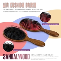 Haute qualité bois de santal pagaie cuir chevelu masseur brosse poils de sanglier Extensions de cheveux perruque brosse coussin acier aiguille démêlant brosse
