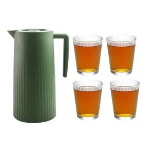Factory Wholesale Thermo Jug Food Grade Mixing Design Glassware Durable Water Jug Set 5 Glass Cups