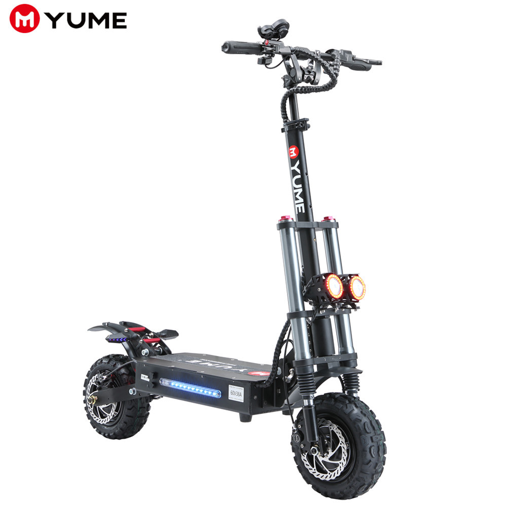 Двухмоторный складной электрический скутер YUME Y11, 60 В, 6000 Вт, двухколесный Электрический скутер для взрослых с толстыми шинами 11 дюймов