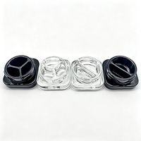 Pot en verre carré noir et blanc de 9 ml avec séparateurs, conteneur à deux compartiments pour concentrés, pot à huile de 5 ml avec compartiment séparé