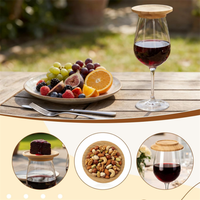 Plateau de service moderne en bois, résistant à la chaleur, écologique, pour verres à vin, charcuterie et apéritifs, avec panier en osier, emballé en carton