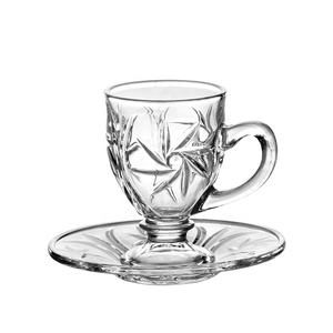 Farbige goldene gravierte arabischen stil glas wasser griff tasse tee kaffee tassen sets becher untertasse set - Product Image 2
