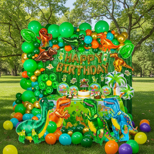 Kit Decorativo per Feste a Tema Foresta con Palloncini Verdi e Dorati, Arco di Ghirlande, Set di Palloncini in Lattice e Foil per Compleanno - Product Image 4