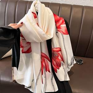 Mode personnalisée Foulard de plage en soie crème solaire Nouveau style Long Nouveau foulard en soie satin de soie pour les femmes - Product Image 5