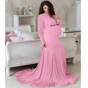 Robes de maternité sexy pour séance photo, longues robes de grossesse pour baby shower, jolies robes à volants pour femmes enceintes, accessoires photo - Product Image 4