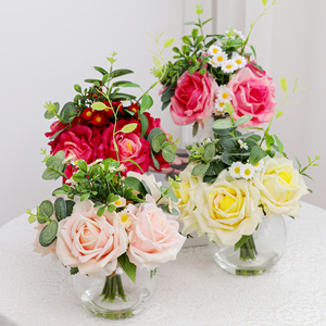 Bouquet de fleurs artificielles mixtes roses et marguerites en gros pour centre de table, décoration de maison et de mariage - Product Image 2