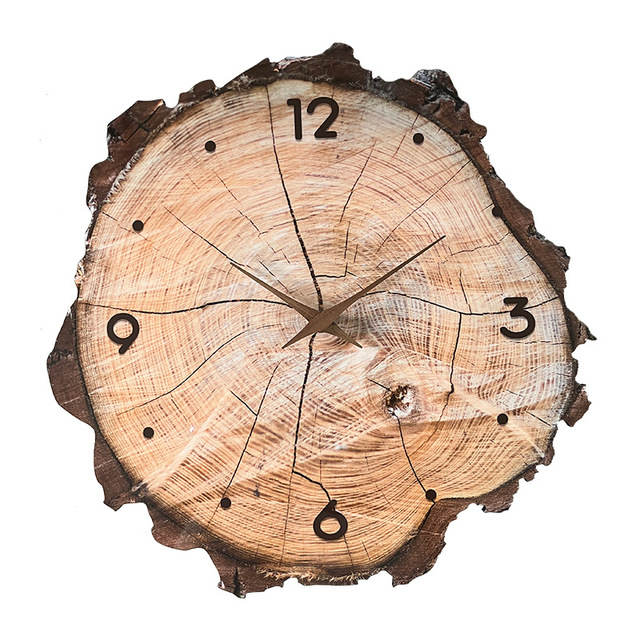 Rustic Wood Wall Clock Natural Tree Slice Design Silent Non Ticking for Living Room Bedroom Farmhouse Home Decoration Decor Item