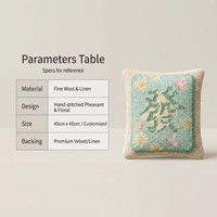 Housse de coussin Mahjong brodée en point de croix 100 % polyester, motif vase de fleurs coloré, personnalisable, bord festonné