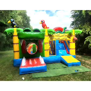 Château <span class=keywords><strong>gonflable</strong></span> pas cher <span class=keywords><strong>Amazon</strong></span> Safari avec <span class=keywords><strong>toboggan</strong></span> intégré, thème animaux de la forêt, pour fêtes de rue, avec souffleur d'air - Product Image 4