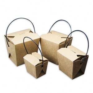 Caja de Kraft desechable de grado alimenticio, reciclable, cuadrada, con mango para ensalada/fideos/mariscos/<span class=keywords><strong>Pasta</strong></span>/arroz - Product Image 5