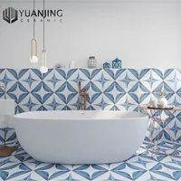 Carreaux de sol antidérapants en céramique tout-porcelaine bleus et colorés 200x200mm de haute qualité pour salle de bain, salon et hôtel - Vente en gros usine