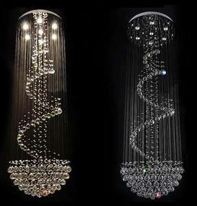 Very Long Hanging Staircase Pendant Lights Modern Spiral Sphere <b>Crystal</b> Drop <b>Chandelier</b> Light - Product Image 3