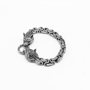 Yunnique – Bracelet en acier titane tête de loup pour hommes, bijoux Punk Hip Hop, Design animal géométrique, Bracelet à maillons de chaîne - Product Image 5